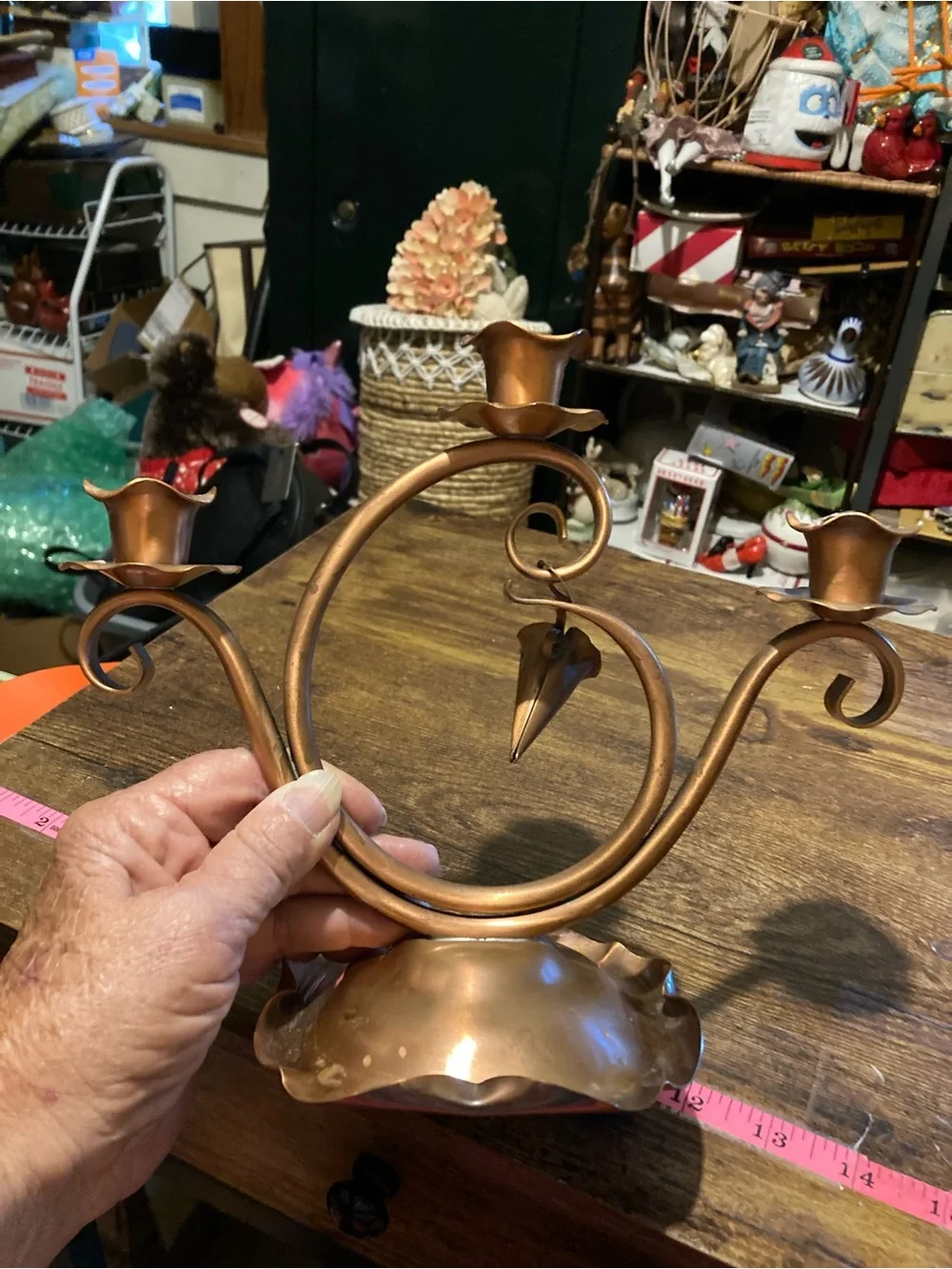 Vintage Gregorian copper 3 light candelabra